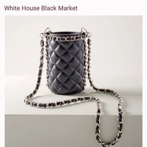 NWT White House Black Market Faux Leather/Silver Waterbottle Holder Purse